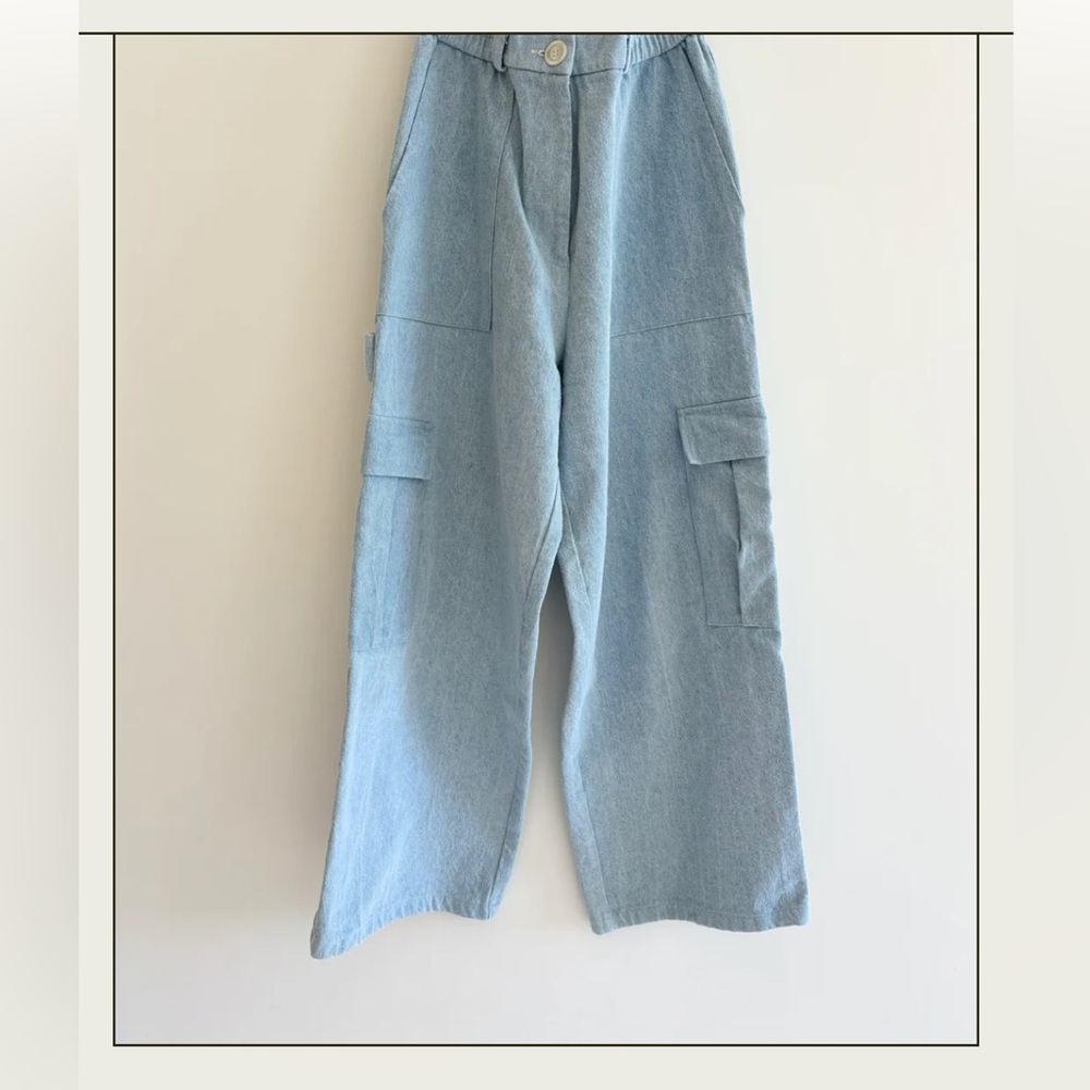 Boheme goods Relaxed Wide Leg Denim Cargo jeans XS